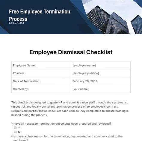 Free Employee Termination Process Checklist Template - Edit Online & Download | Template.net