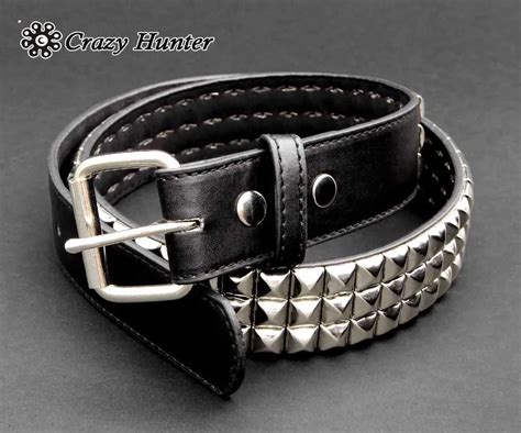 Mens Punk Rock Biker Metal Studded Revit Genuine Cowhide Leather Belt