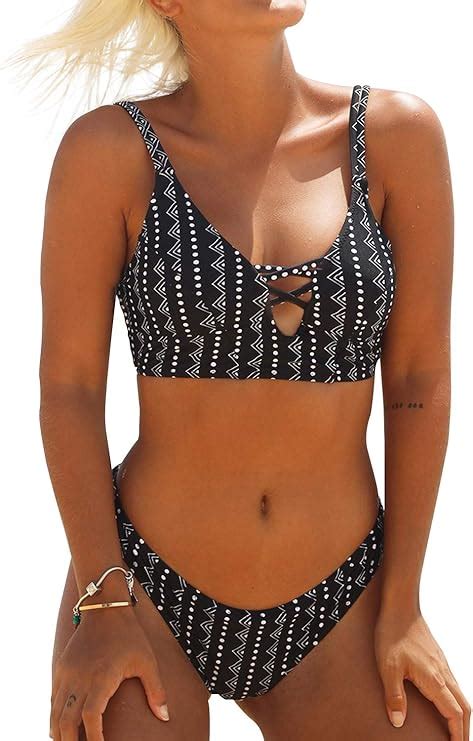 Cupshe Damen Bikini Mit Schn Rung Cut Out Bikini Set Polka Punkte