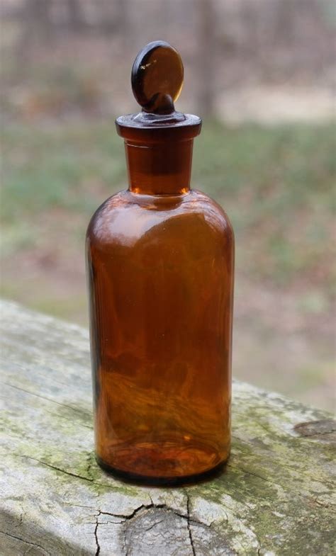 Apothecary Vintage Medicine Bottles Brown With Stopper 13 00 Via