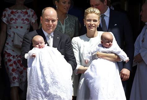 Prince Albert II of Monaco and his wife Princess Charlene hold their ...