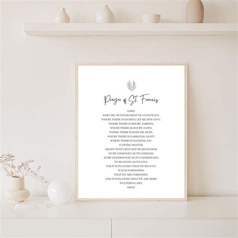 Prayer Of St Francis Printable Peace Prayer Of Saint Francis Etsy