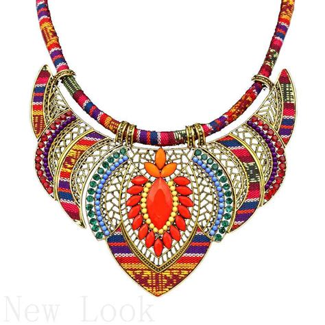 Geometric Tribal Necklace Female Rhinestone Bohemian Chokers Necklace