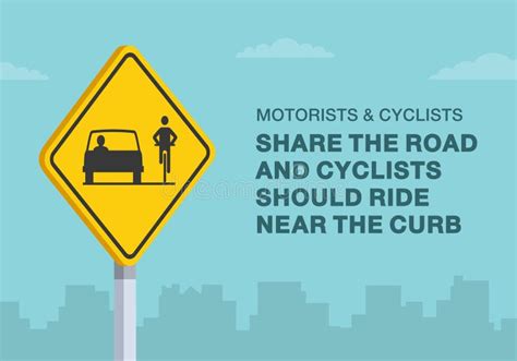 Close Up Of United States Share The Road Sign Motorists And Cyclists