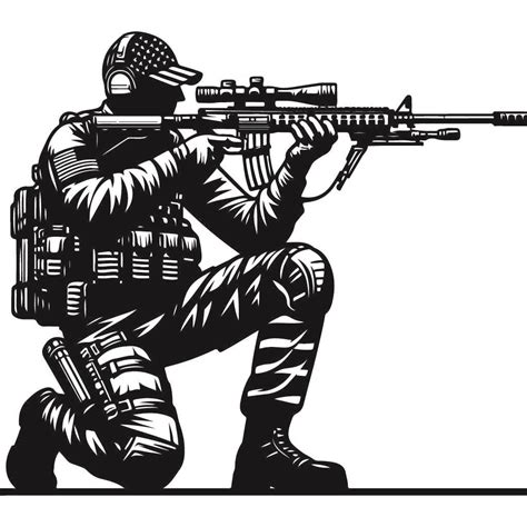 Fichier Vectoriel Svg Noir Et Blanc Soldat Patriotique Am Ricain