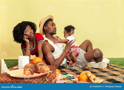 Fam Lia Feliz Que Tem O Piquenique No Est Dio Imagem De Stock Imagem