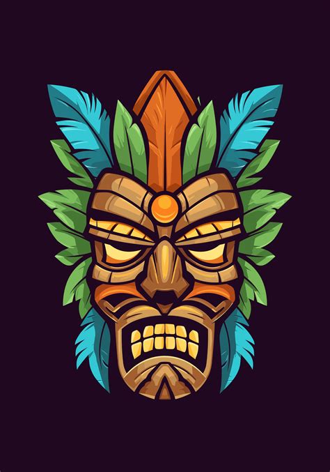 Embrace The Spirit Of The Islands With A Wooden Tiki Mask Tribal Logo