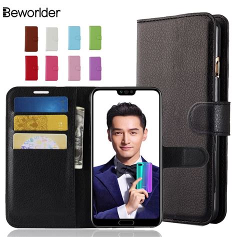 Beworlder For Huawei Honor 10 Case Card Slots Lichee Pattern PU Leather