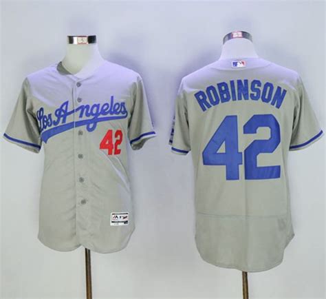 Dodgers #42 Jackie Robinson Grey Flexbase Authentic Collection Road ...