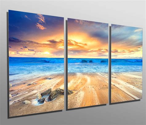 Metal Prints Gorgeous Beach Sunset 3 Panel Split Triptych Etsy