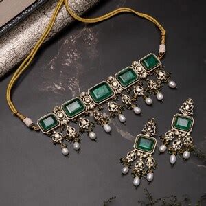 Premium Sabyasachi Emerald Victorian Choker Doublet Stones Kundan