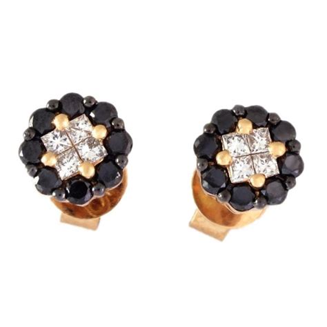 Buy Rose Gold 0.61 Cts Diamond Earrings With Black Diamonds Online ...