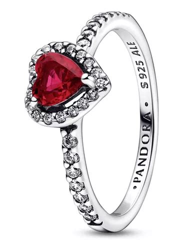 Anillo Pandora Corazón Elevado Rojo Meses sin interés