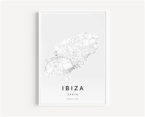 Minimal Ibiza Map Print Ibiza Map Poster Ibiza Island Map Wall Art