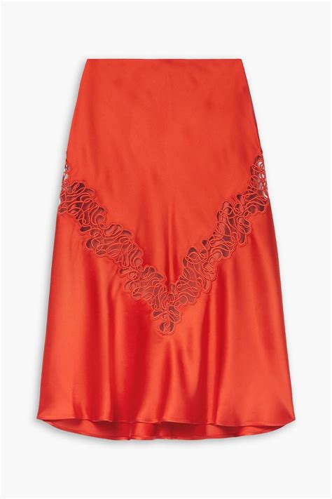 Stella Mccartney Embroidered Tulle Trimmed Satin Skirt Lyst