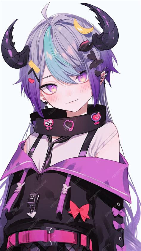 Premium Ai Image A Anime Girl With Horns And Horns On Her Head