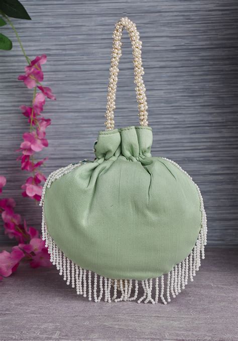 Sabyasachi Inspired Potli Bag,handbag With Threadwork, Pearl Handle ...