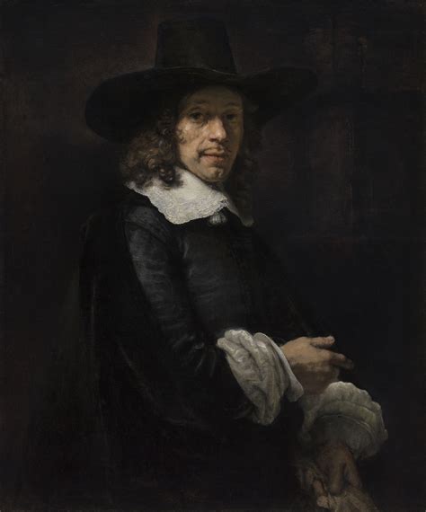 Portrait Of A Gentleman With A Tall Hat And Gloves By Rembrandt USEUM