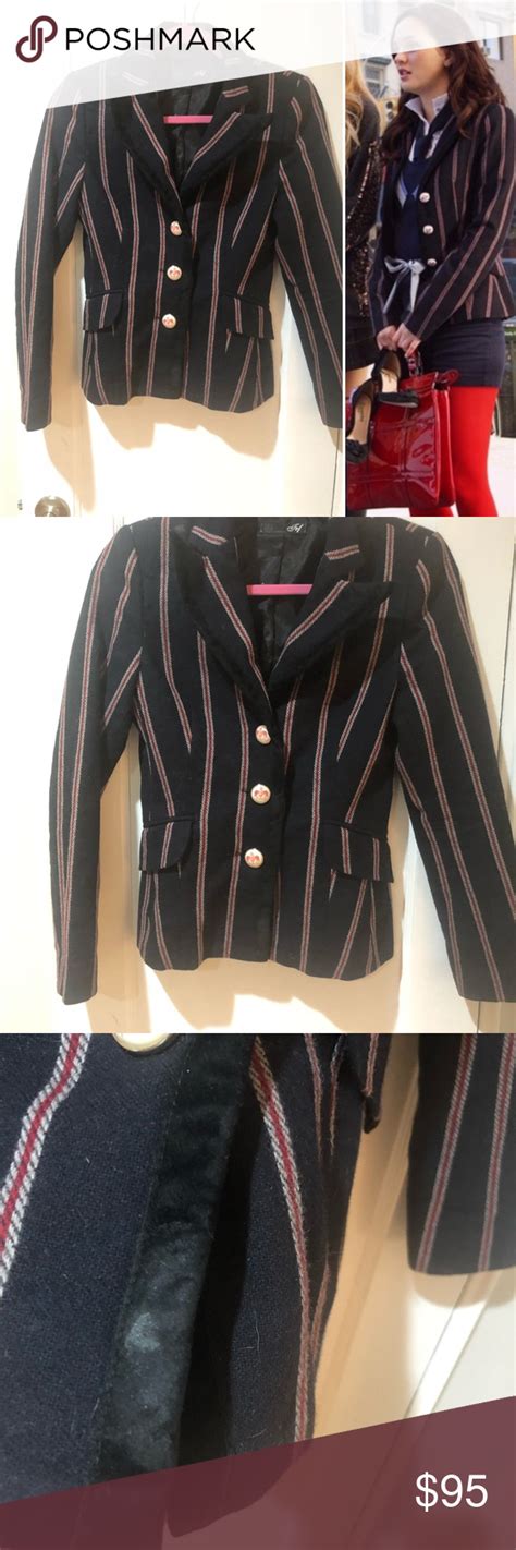 Zara Trf Striped Navy Blazer M Gossip Girl Blair Fashion Tv Gossip