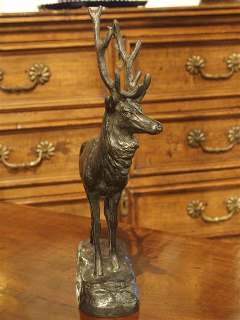 Small Patinated Bronze Statue Of A Stag By Gardet Late 19th Century