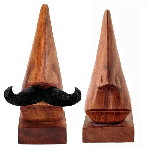 Buy Wood Art Store Handmade Wooden Nose Shaped Spectacle Specs Eyeglass Holder Stand With Black