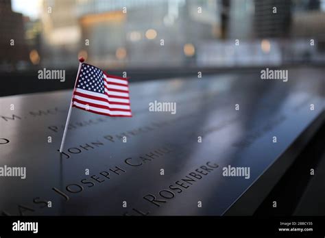 Usa Flag At 911 Memorial New York Stock Photo Alamy