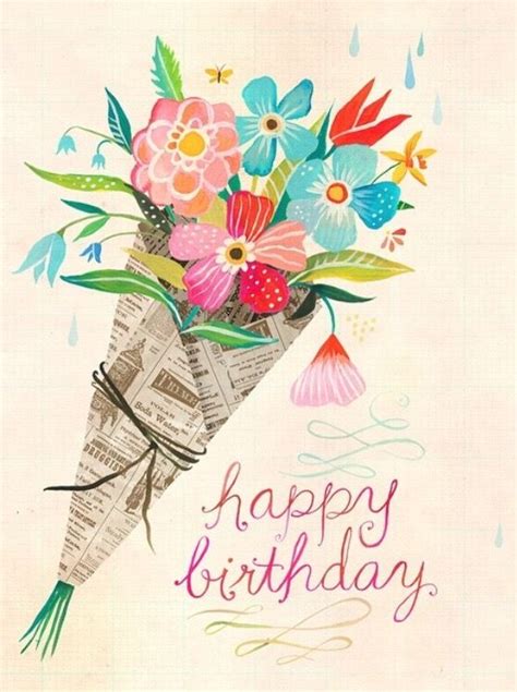 Happy Birthday Watercolor Flowers