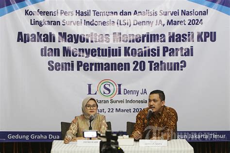 Survei LSI Denny JA 89 8 Persen Publik Setuju Hasil KPU Foto 1