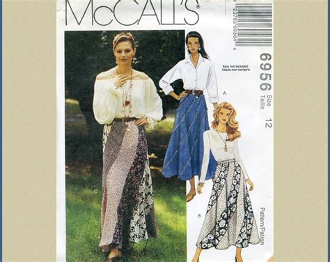 Mccalls 6956 Misses Swirl Skirt Pattern Retro Vintage Etsy