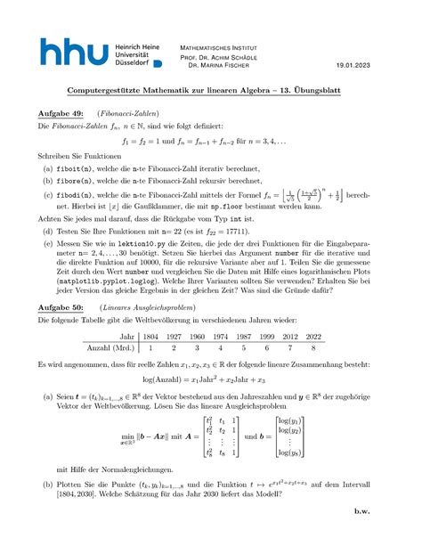 Blatt Aufgaben Mathematisches Institut Prof Dr Achim Sch Adle