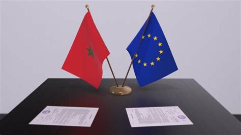 Premium Photo Morocco And Eu Flag On Table Politics Deal Or Business