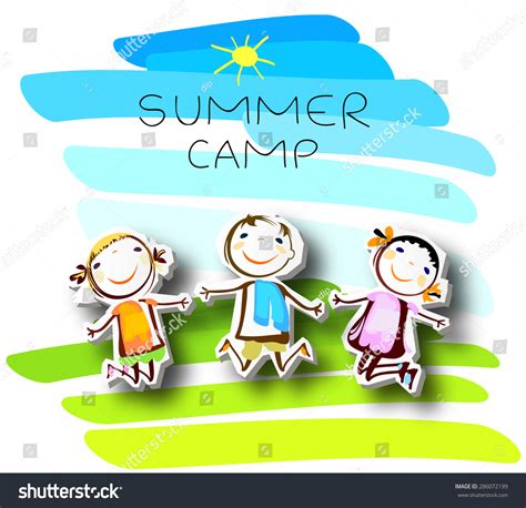 Summer Camp Poster Happy Kids Stock Vector 286072199 - Shutterstock