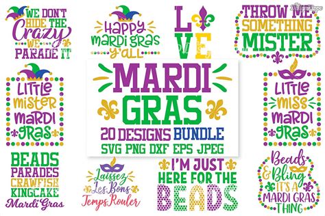 Mardi Gras Svg Bundle Of Designs Dxf Png Cutting Files