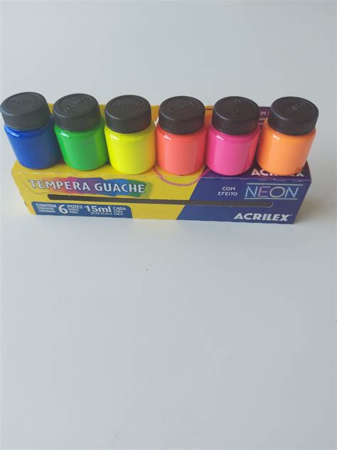 Guache Acrilex neon 6 cores 15ml cada Acrilex entrega delivery rápido