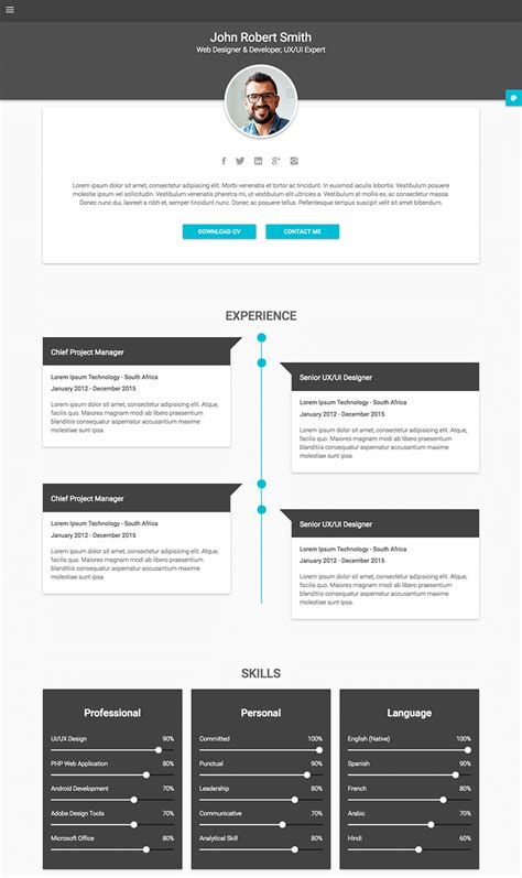 18 Best HTML Resume Templates For Awesome Personal Websites 2018