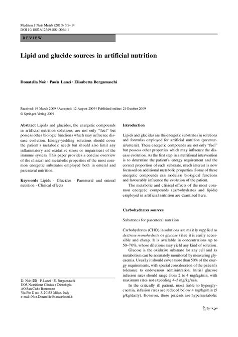 (PDF) Clinical Overview of Lipids and Glucides in Nutrition