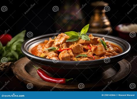 Thai Food Panang Curry In Bowl With Pork Stock Illustration Illustration Of Dinner Delicious