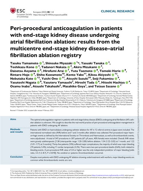 Pdf Peri Procedural Anticoagulation In Patients With End Stage Kidney