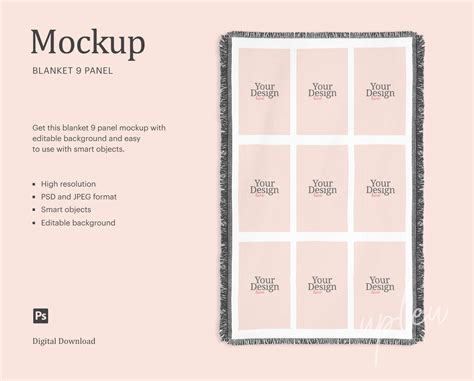 9 Panel Photo Blanket Mockup Sublimation Blanket Mockup Etsy Canada