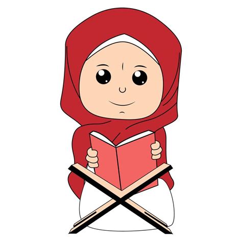 Cute Girl Hijab Cartoon Illustration 21882215 Vector Art At Vecteezy