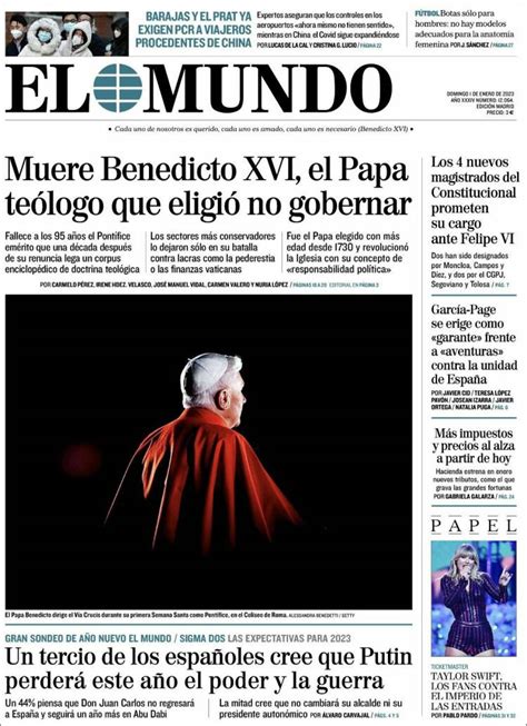 Portada Del Diario El Mundo Del Día 1012023 News Europa