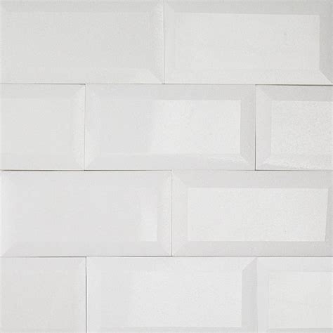 Beveled Edge Subway Backsplash Tile White Gloss 3x6 And Reviews Houzz