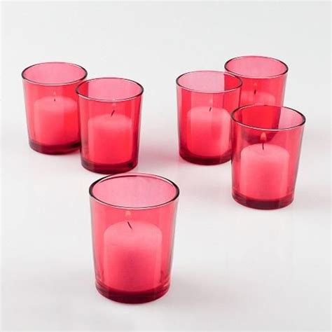 12 Pack 2 5 Red Glass Votive Candle Holder Set Tealight Holders Colored Votive Candles