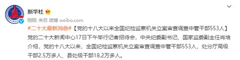 十八大以来，全国纪检监察机关立案审查调查中管干部553人 新民时政 新民网