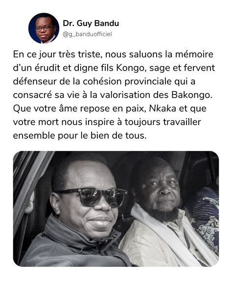 RDC pluie d hommages pour Ne Muanda Nsemi mort à 77 ans KongoActu