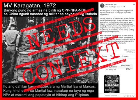 VERA FILES FACT CHECK 1972 MV Karagatan Incident NOT Sole Reason For