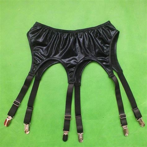 2020 Wetlook Sexy Pvc Leather Garter Belt Women Silver Black Mixstyles