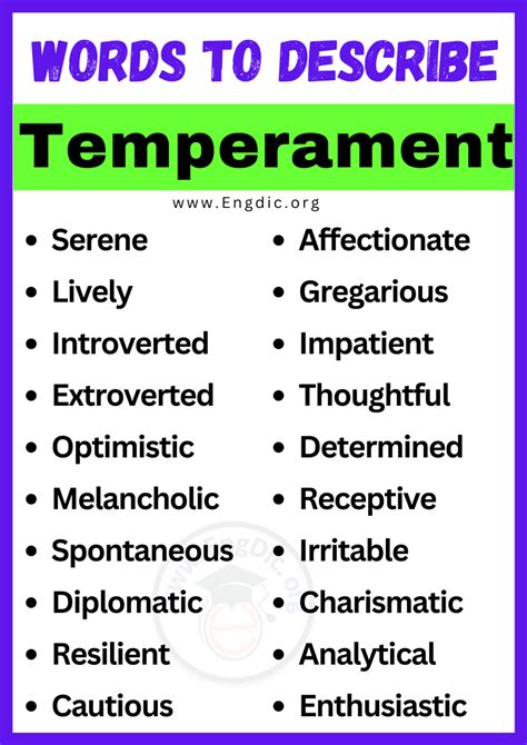 Best Words To Describe Temperament Adjectives For Temperament Engdic