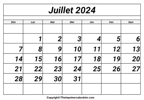 Juillet 2024 Calendrier Imprimable The Imprimer Calendrier