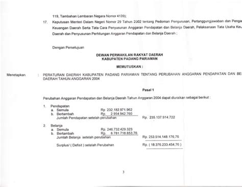 Perda Kab Padang Pariaman No 12 Tahun 2004 Tentang Perubahan Anggaran